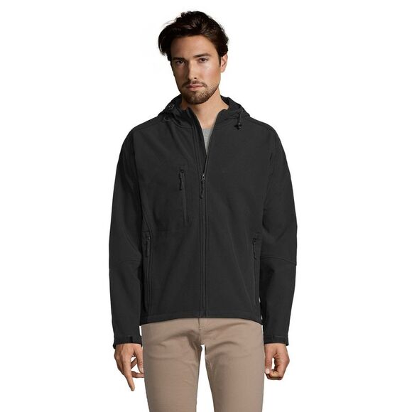 SOLS Mens Replay Soft Shell Zip up Jacket (Windproof And Water Resistant) / Bla - Picture 2 of 4